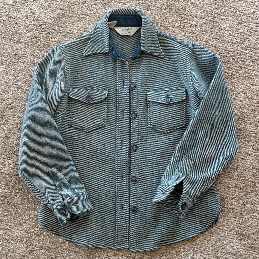 Woolrich Teal Herringbone Button-Up Shirt